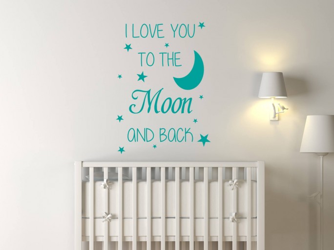 Martelaar Ook Rand Muursticker "I Love You To The Moon And Back"